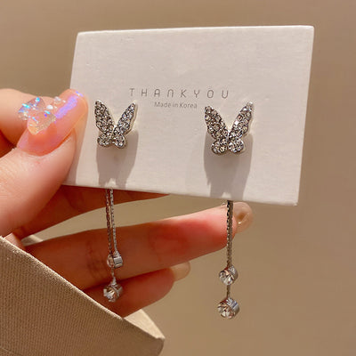 Butterfly Tassel Earrings Temperament Entry Lux Niche High Sense Internet Celebrity Jewelry