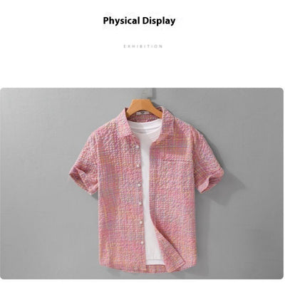 Summer New Fashion Trendy Loose Thin Shirt Plaid Men Clothing