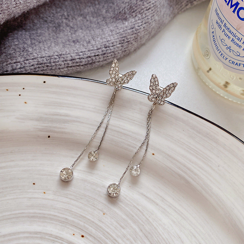 Butterfly Tassel Earrings Temperament Entry Lux Niche High Sense Internet Celebrity Jewelry