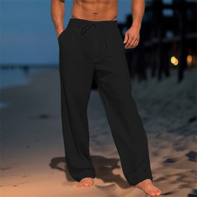 Casual Wide-Leg Straight Pants With Pockets Fashion Drawstring Trousers For Men Clothing