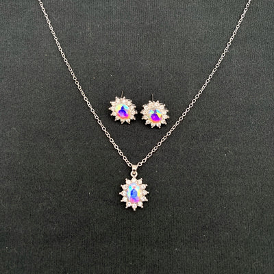 European And American Fashion SUNFLOWER Zircon Ear Stud Necklace Suit