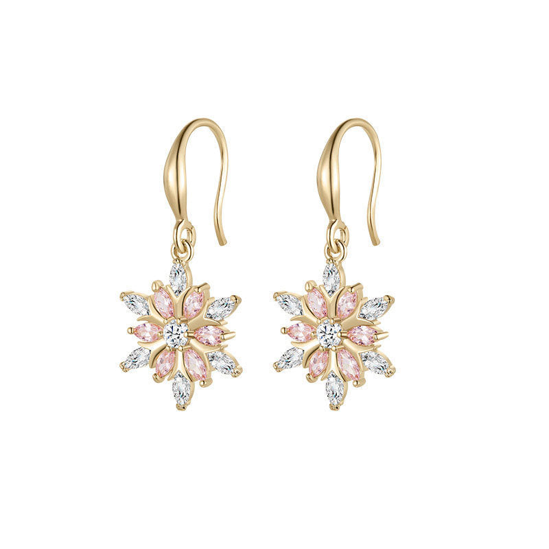 Autumn Winter Cute Jewelry Snowflake Earrings Zircon Shining Diamond