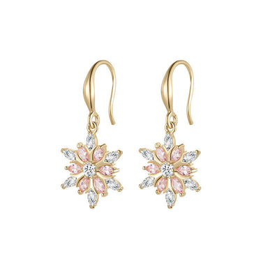 Autumn Winter Cute Jewelry Snowflake Earrings Zircon Shining Diamond