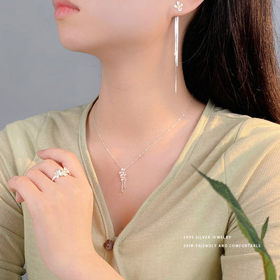 Collarbone Necklace Elegant Earrings High-grade Ring